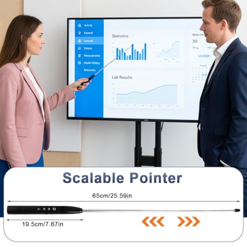 Climberty® 25.5'' Telescopic Remote Page Turner Pen with Touch Screen Tip & Laser, PPT Laser Clicker USB Rechargeable Wireless Presenter for Slideshows, Teaching & Office Presentations - Image 2