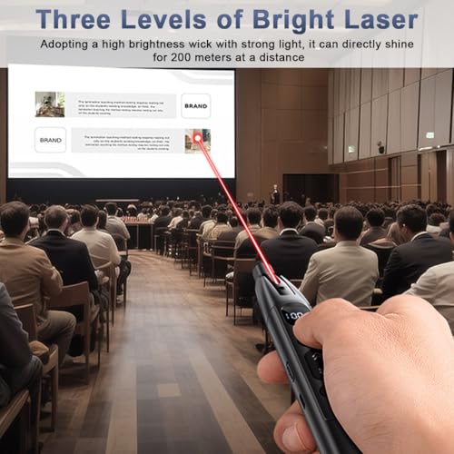 Climberty® 25.5'' Telescopic Remote Page Turner Pen with Touch Screen Tip & Laser, PPT Laser Clicker USB Rechargeable Wireless Presenter for Slideshows, Teaching & Office Presentations - Image 5