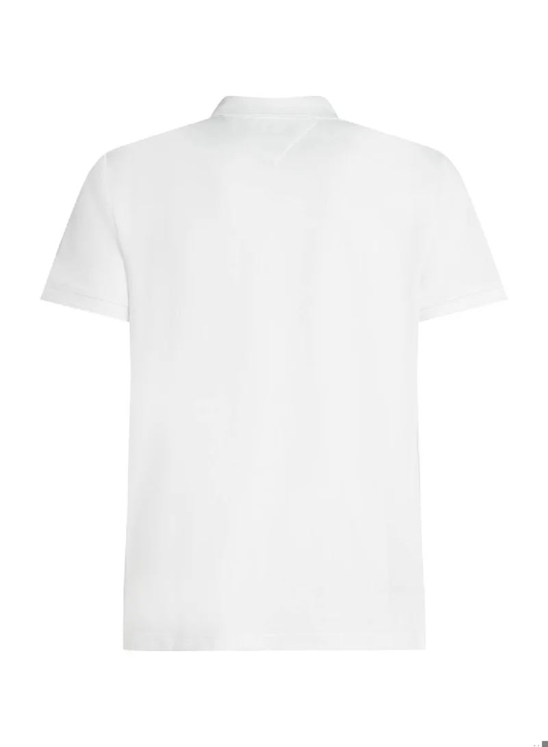TOMMY HILFIGER White Regular Fit Arch Logo Polo Shirt for Men | Best Price UAE