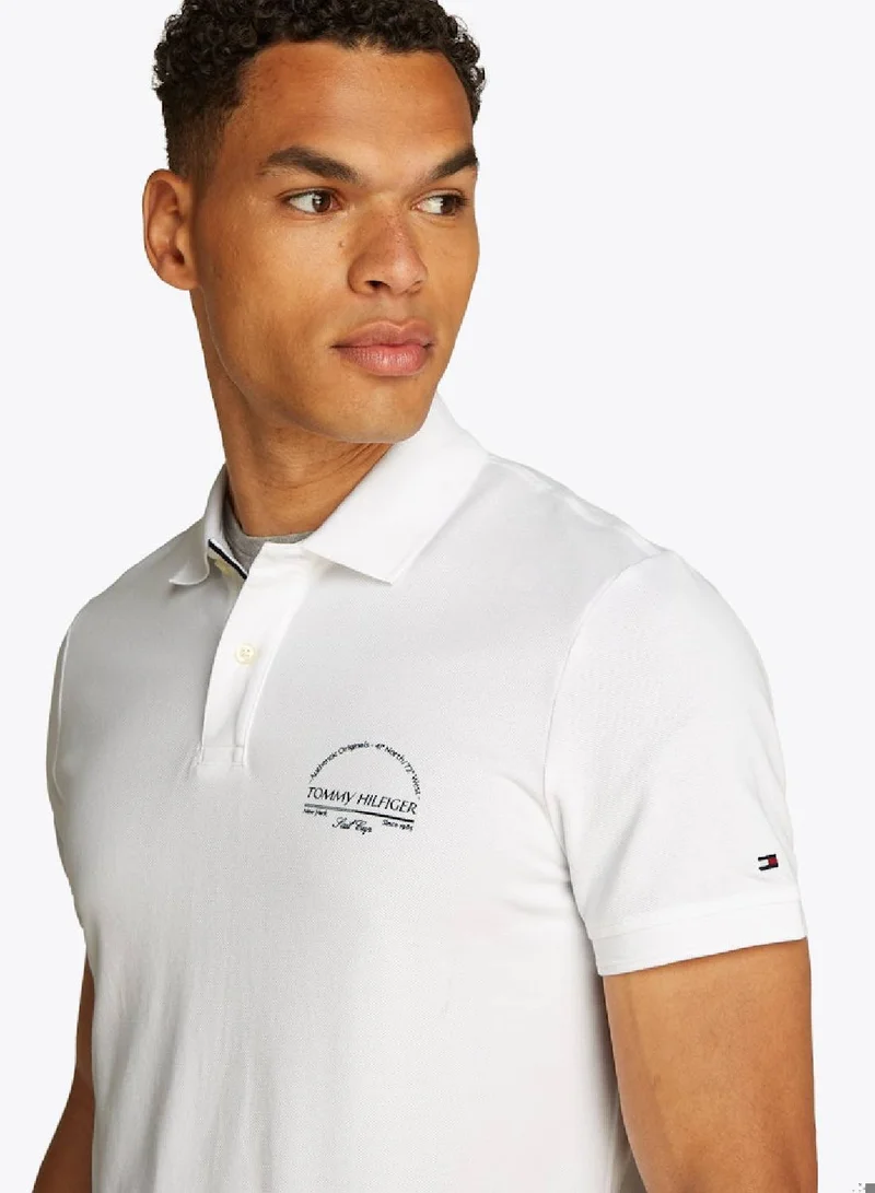 TOMMY HILFIGER White Regular Fit Arch Logo Polo Shirt for Men | Best Price UAE