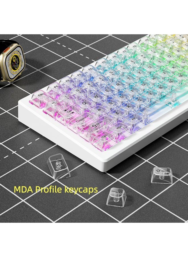 dagaladoo White Clear keycaps,Transparent keycaps 60 75 100 Percent,Ceramic Jelly Key caps Set,Shine Through Key caps,MDA Profile Keyboard Key Cap for Mx Switches Mechanical Keyboard - Image 3