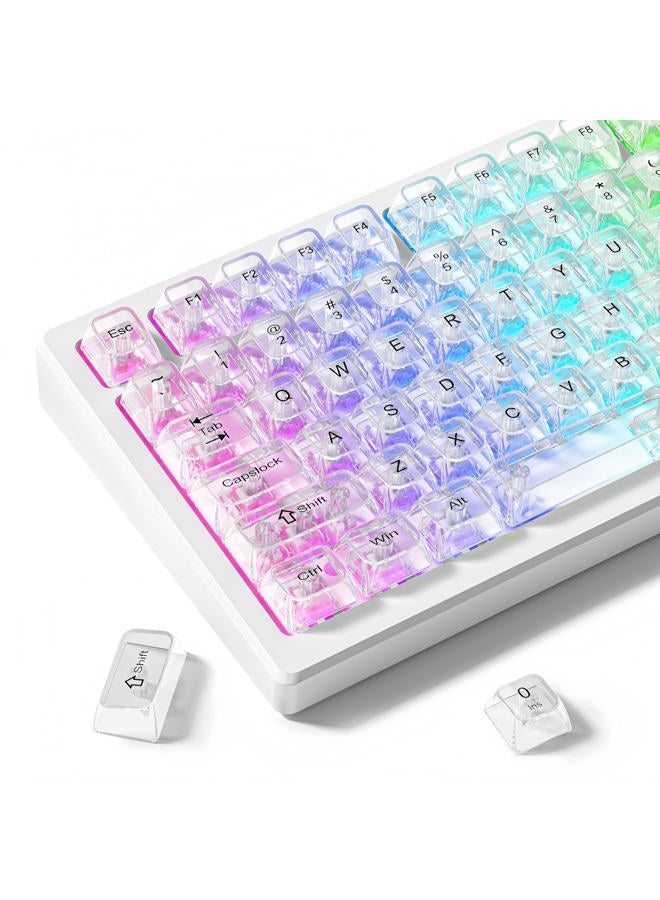 dagaladoo White Clear keycaps,Transparent keycaps 60 75 100 Percent,Ceramic Jelly Key caps Set,Shine Through Key caps,MDA Profile Keyboard Key Cap for Mx Switches Mechanical Keyboard - Image 1