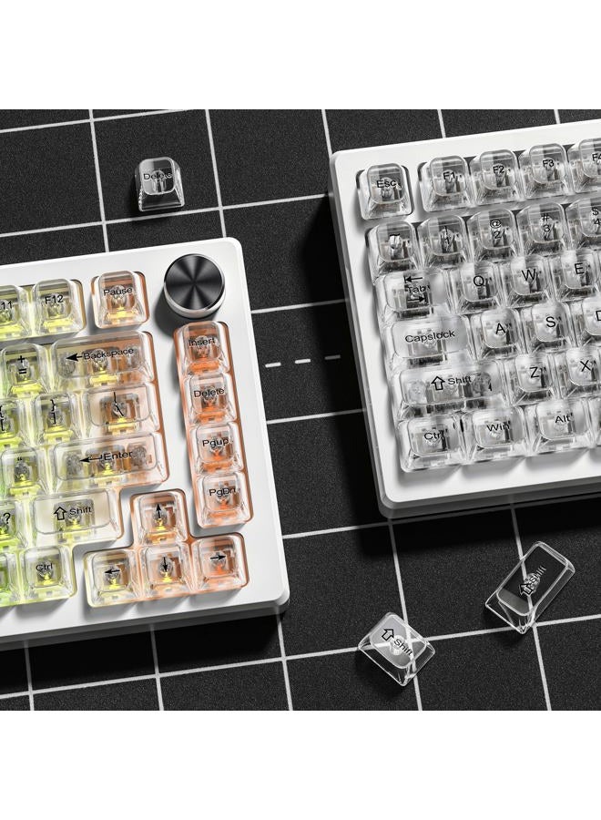 dagaladoo White Clear keycaps,Transparent keycaps 60 75 100 Percent,Ceramic Jelly Key caps Set,Shine Through Key caps,MDA Profile Keyboard Key Cap for Mx Switches Mechanical Keyboard - Image 4