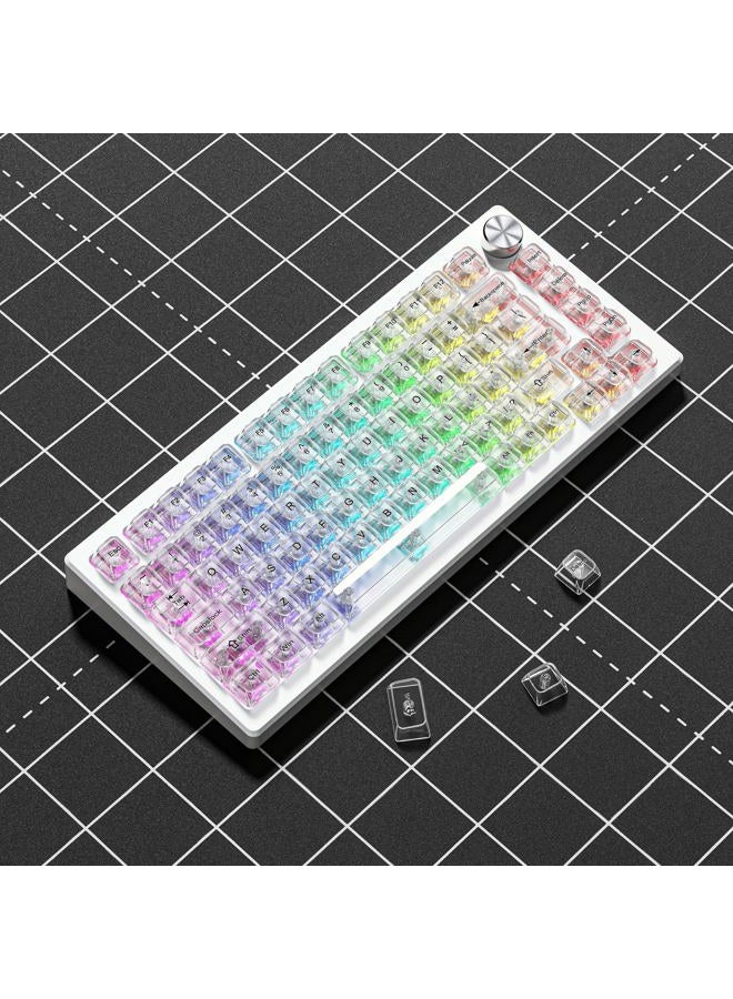 dagaladoo White Clear keycaps,Transparent keycaps 60 75 100 Percent,Ceramic Jelly Key caps Set,Shine Through Key caps,MDA Profile Keyboard Key Cap for Mx Switches Mechanical Keyboard - Image 5