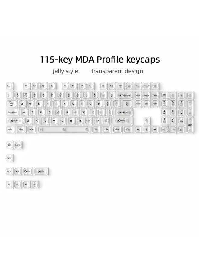 dagaladoo White Clear keycaps,Transparent keycaps 60 75 100 Percent,Ceramic Jelly Key caps Set,Shine Through Key caps,MDA Profile Keyboard Key Cap for Mx Switches Mechanical Keyboard - Image 2