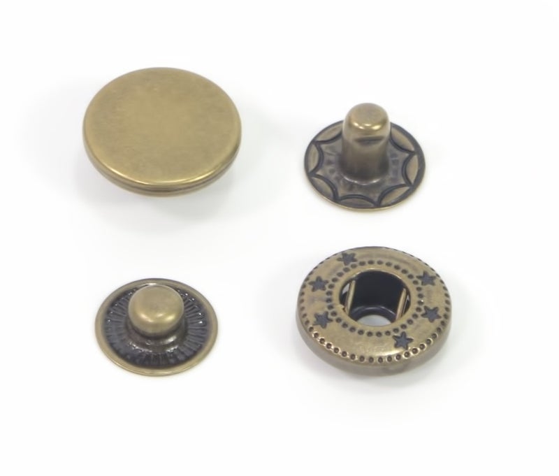 All In One 20 Sets Copper Press Studs Snap Fasteners Poppers Sewing Clothing Snaps Button (Antique Bronze 10MM) - Image 3