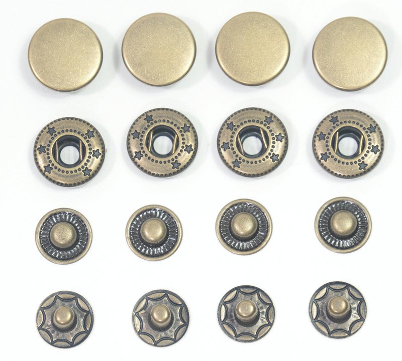 All In One 20 Sets Copper Press Studs Snap Fasteners Poppers Sewing Clothing Snaps Button (Antique Bronze 10MM) - Image 2