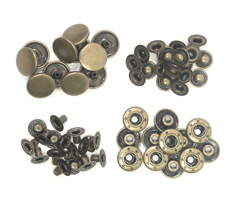 All In One 20 Sets Copper Press Studs Snap Fasteners Poppers Sewing Clothing Snaps Button (Antique Bronze 10MM) - Image 4