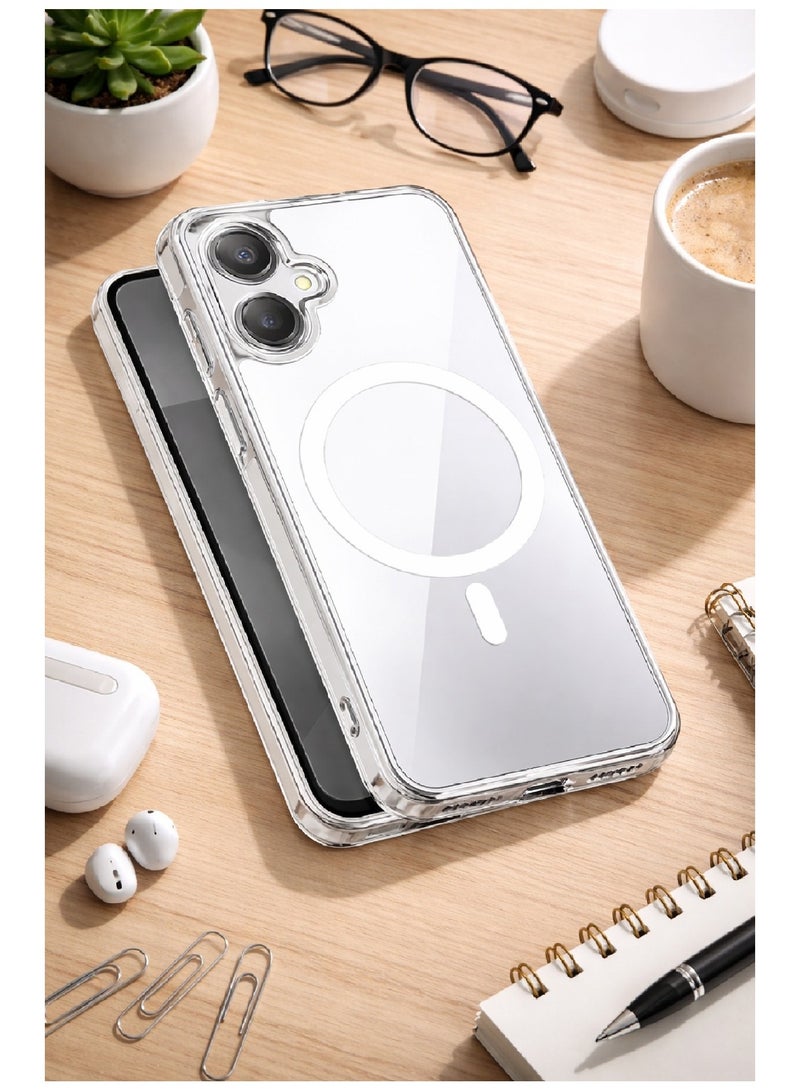 م ة ب م جراب مغناطيسي شفاف لهاتف سامسونج جالاكسي A05 مع واقي شاشة من الزجاج المقوى، عبوة من قطعتين - Image 5