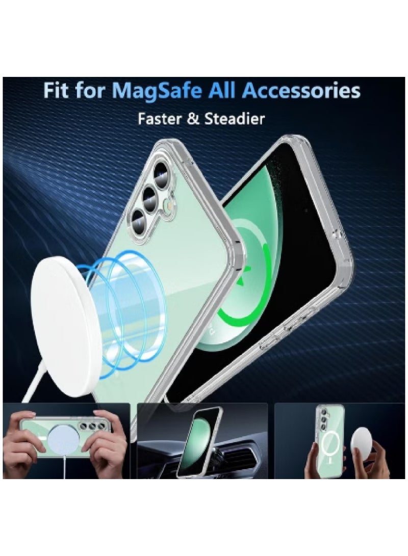 م ة ب م جراب مغناطيسي شفاف لهاتف سامسونج جالاكسي A05 مع واقي شاشة من الزجاج المقوى، عبوة من قطعتين - Image 4