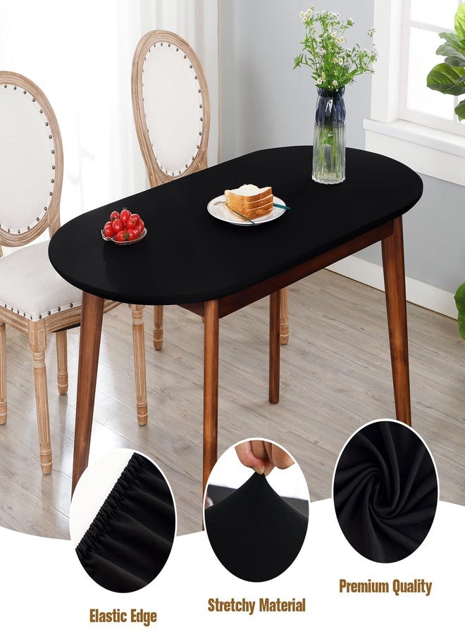 NEWISHER Fitted Oval Tablecloth 42 x 60 Inch Elastic Table Cloth, Stretch Spandex Table Cover Black Washable Polyester Top Cap Cover for Dining Picnic Camping Indoor and Outdoor - Image 2