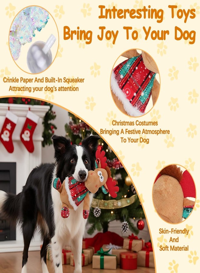 Rypet Christmas Reindeer Dog Toys Durable Plush Dog Toys with Crinkle Paper Interactive Dog Stuffed Squeaky Christmas Theme Toys for Puppy Small to Large Dogs Cleaning Teeth and Relieving Anxiety - Image 3