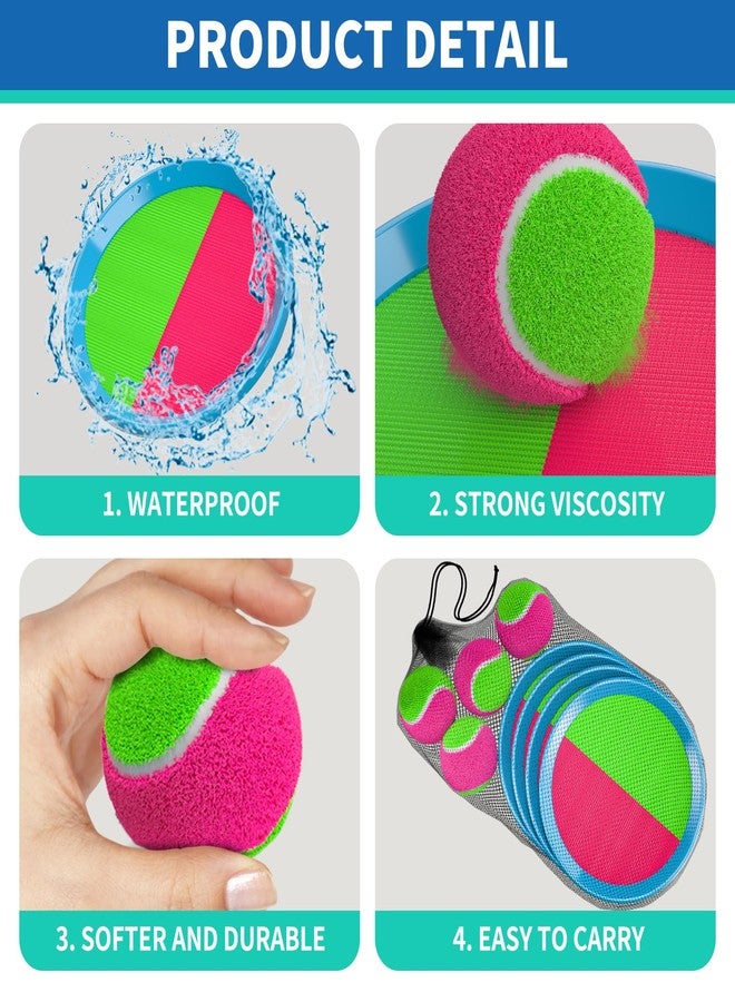Bennol Toss and Catch Ball Game for Kids, 4 Paddles, 4 Balls & Storage Bag, Outdoor Toys for Ages 3-10, Yard Backyard Beach Games - Image 3