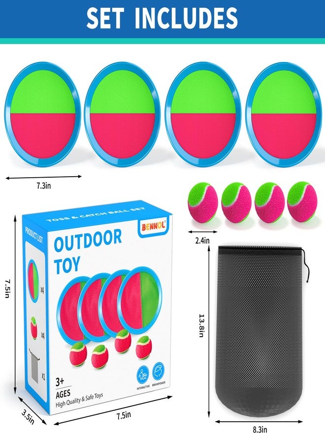 Bennol Toss and Catch Ball Game for Kids, 4 Paddles, 4 Balls & Storage Bag, Outdoor Toys for Ages 3-10, Yard Backyard Beach Games - Image 2