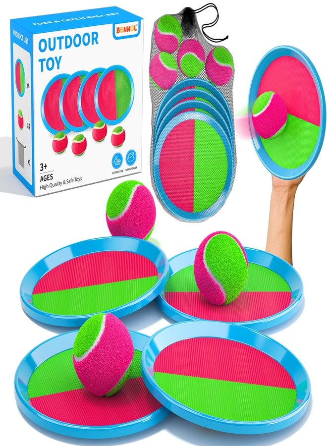 Bennol Toss and Catch Ball Game for Kids, 4 Paddles, 4 Balls & Storage Bag, Outdoor Toys for Ages 3-10, Yard Backyard Beach Games - Image 1