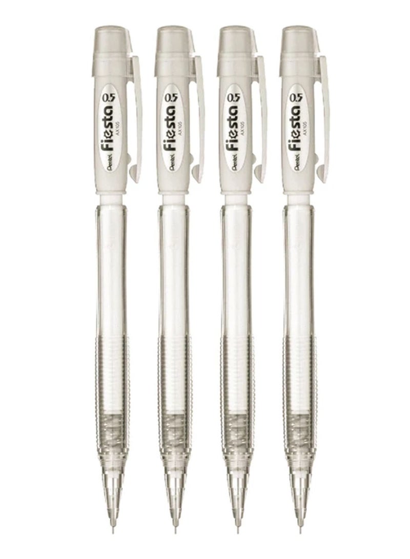 Pentel قلم رصاص ميكانيكي فييستا 4 قطع رأس 0.5 مم جسم أبيض - Image 1