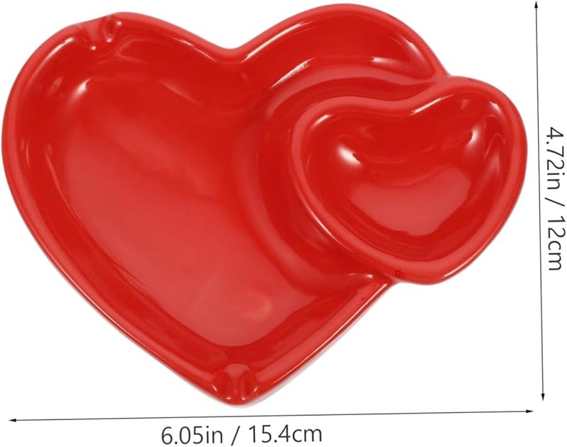 Heart Shaped Ceramic Ashtray Heat Resistant Decorative Ash Holder For Home Office - Image 3