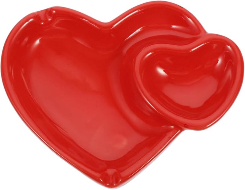 Heart Shaped Ceramic Ashtray Heat Resistant Decorative Ash Holder For Home Office - Image 1