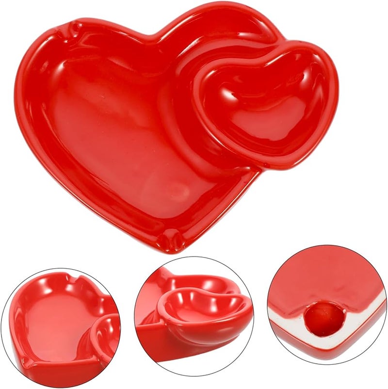 Heart Shaped Ceramic Ashtray Heat Resistant Decorative Ash Holder For Home Office - Image 5