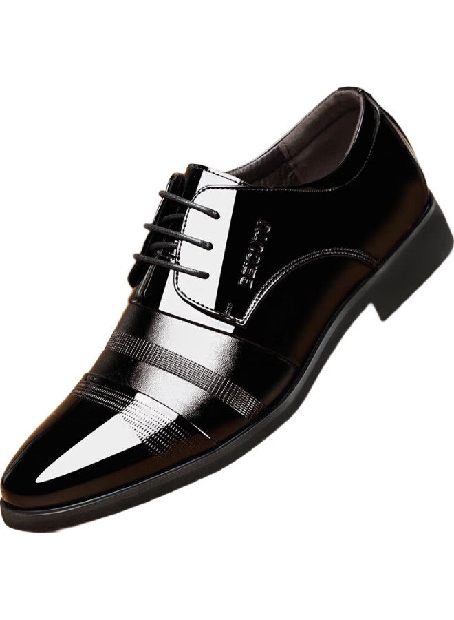 BEIOUTU Men'S Business Formal Leather Shoes Men'S Bright Leather Fashion Comfortable Wear-Resistant Soft Surface Shoes Men 6708 Black 39 - Image 1