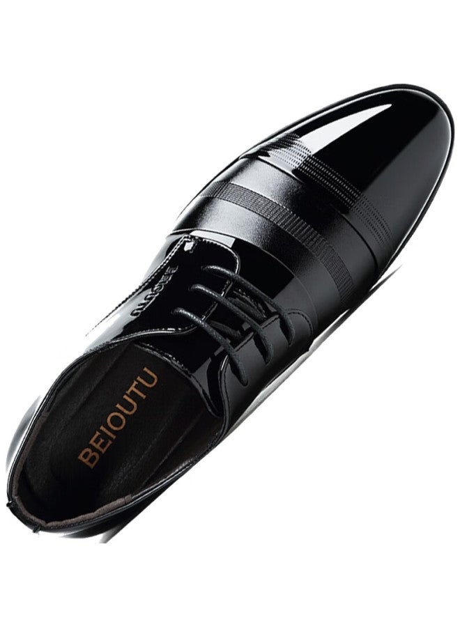 BEIOUTU Men'S Business Formal Leather Shoes Men'S Bright Leather Fashion Comfortable Wear-Resistant Soft Surface Shoes Men 6708 Black 39 - Image 3
