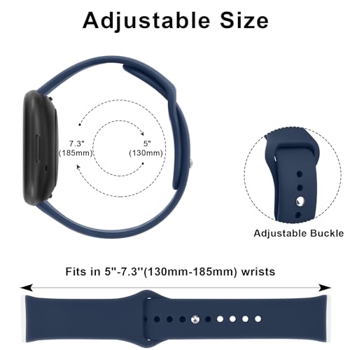 Tobfit Silicone Band for Fitbit Versa 3 4 Fitness Tracker,Soft Sport Strap for Fitbit Sense Fitness Tracker (Watch Not Included), Adjustable Wristband with Metal Buckle for Men Women(S, Navy) - Image 3