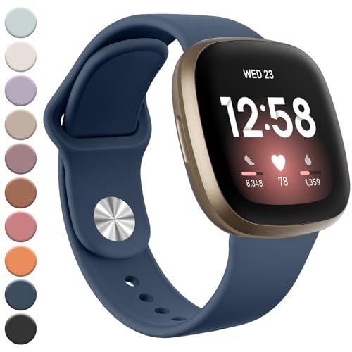 Tobfit Silicone Band for Fitbit Versa 3 4 Fitness Tracker,Soft Sport Strap for Fitbit Sense Fitness Tracker (Watch Not Included), Adjustable Wristband with Metal Buckle for Men Women(S, Navy) - Image 2