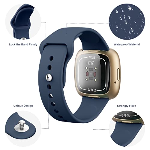 Tobfit Silicone Band for Fitbit Versa 3 4 Fitness Tracker,Soft Sport Strap for Fitbit Sense Fitness Tracker (Watch Not Included), Adjustable Wristband with Metal Buckle for Men Women(S, Navy) - Image 4