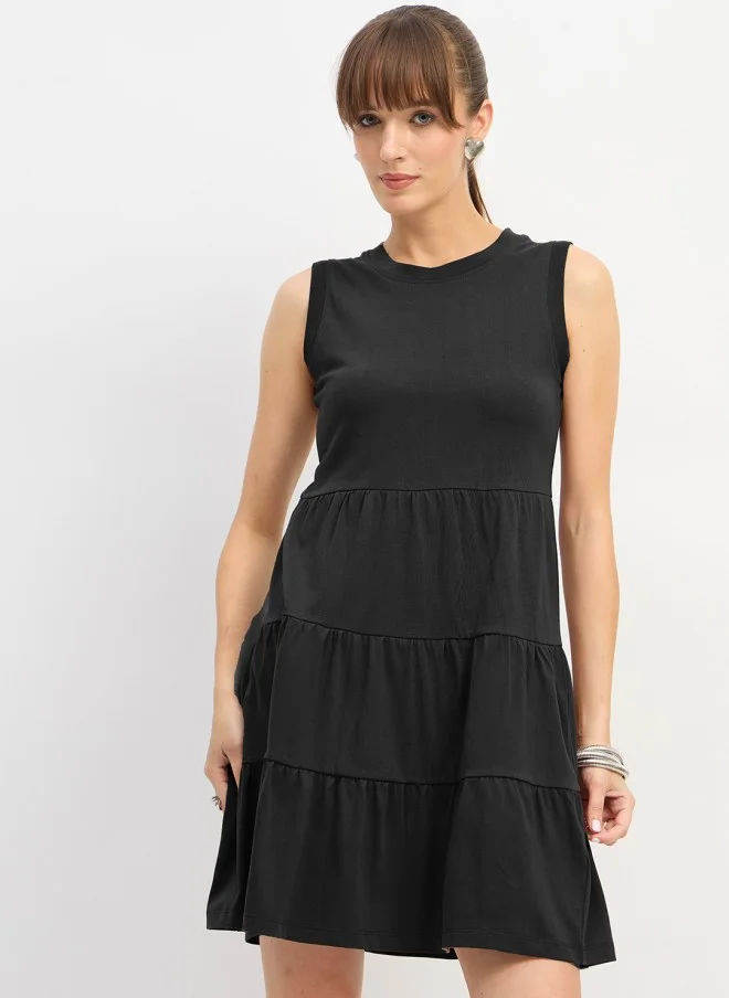SASSAFRAS Black T-Shirt Dress for Women