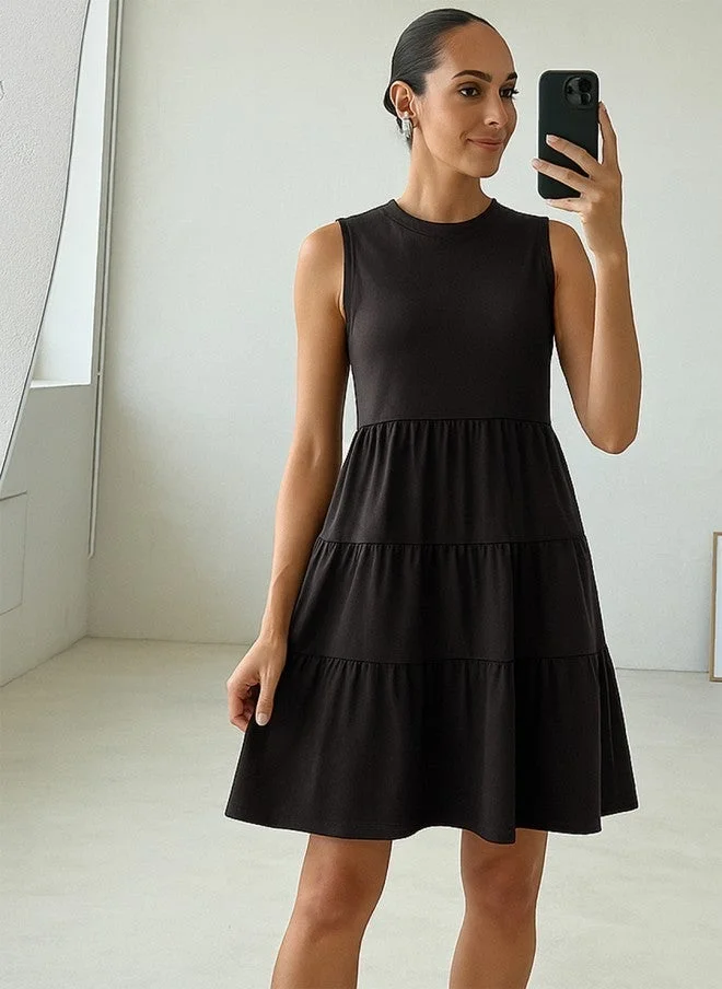 SASSAFRAS Black T-Shirt Dress for Women