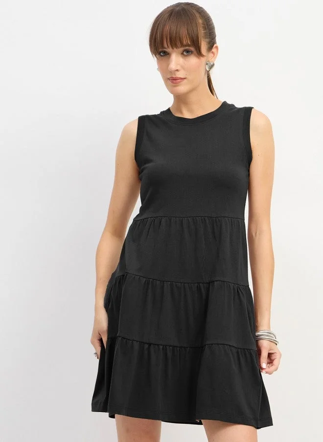 SASSAFRAS Black T-Shirt Dress for Women