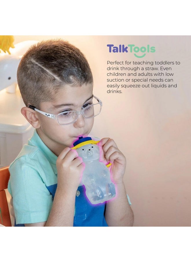 TalkTools Honey Bear Straw Cup 7 Floz Special Needs Assistive Sippy Cup ; Food Grade Material Spill Proof & Leak Resistant Lid ; Baby Bottle To Help Teach Lip Rounding Tongue Retraction  - Image 3
