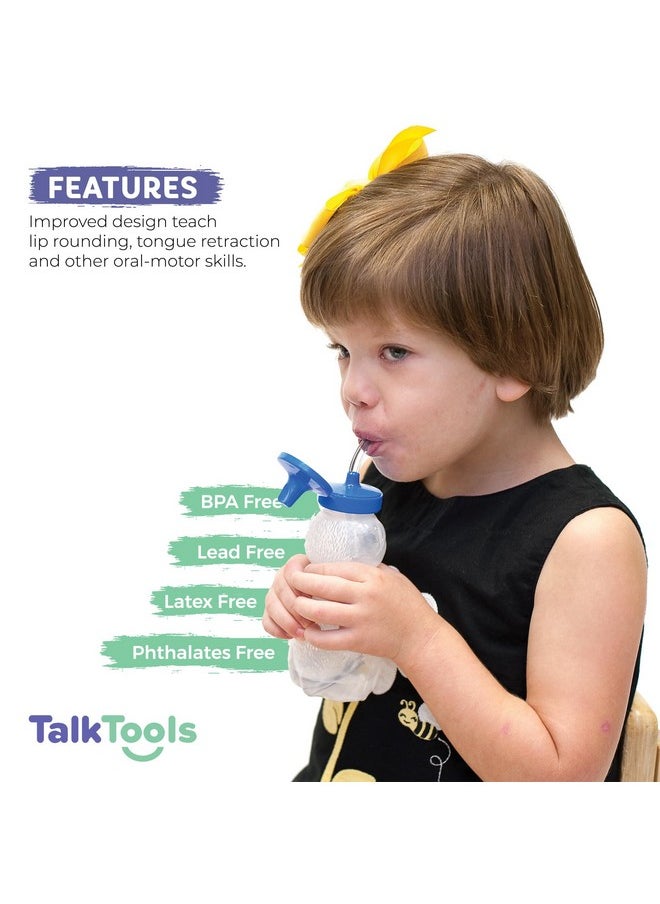 TalkTools Honey Bear Straw Cup 7 Floz Special Needs Assistive Sippy Cup ; Food Grade Material Spill Proof & Leak Resistant Lid ; Baby Bottle To Help Teach Lip Rounding Tongue Retraction  - Image 4