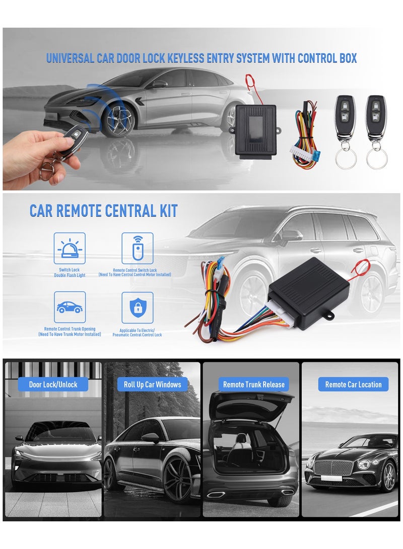 Mauten Keyless Entry Car Kit,Universal Car Auto Remote Central Kit,Car Door Lock Keyless Entry System with 2 Remote Control,LB-402/L248 Central Locking Remote Control Kit Auto Keyless Entry Car Central Lock  - Image 2