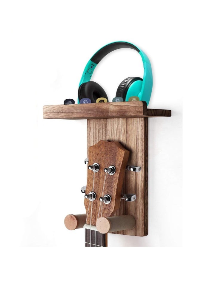 general Single Guitar Wall Mount with Shelf - 2-Tier Hanger for Guitar & Small Decor Anti-Scratch Padding for Home Studio - Image 1