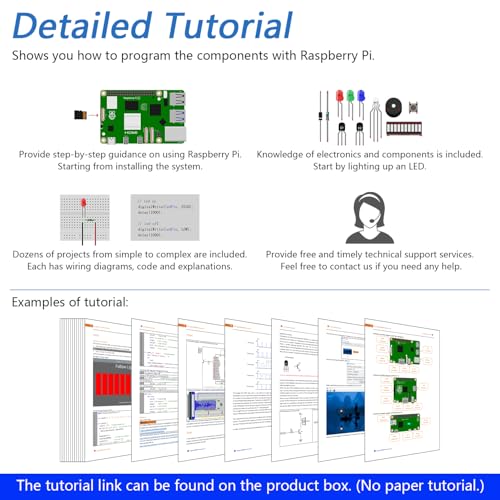 Freenove Complete Starter Kit for Raspberry Pi 5 4 B 3 B+ 500 Zero 2 W, 1170-Page Tutorial, Python C Java Scratch Processing Code, 386 Items, 164 Projects, Camera Speaker (Raspberry Pi NOT Included) - Image 3