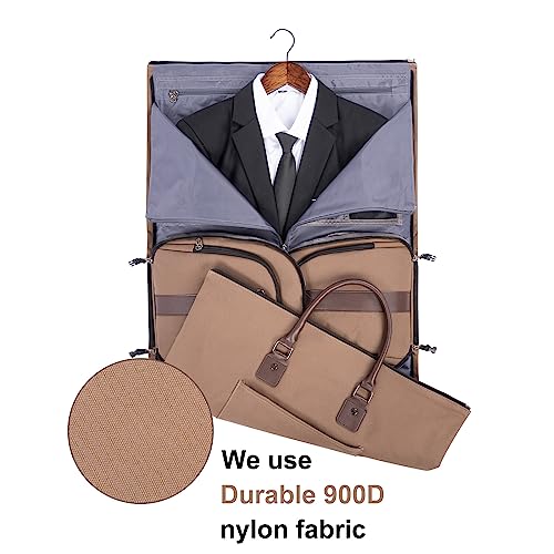 Modoker Convertible Weekender Bag - Canvas Duffle Bags for Travel with Hanging Feature, Brown - Image 2