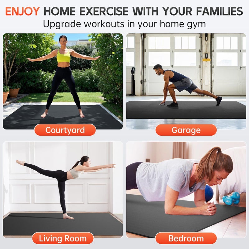 Cybstrax Extra Large Exercise Mat, 10â€™ x 6'/ 8â€™ x 6â€™/ 7â€™ x 5â€™/ 6â€™ x 4â€™- 7MM Thick Workout Mat for Home Gym, High-Density Gym Mat for Home Gym Floor, Non Slip Large Yoga Mat - Image 5
