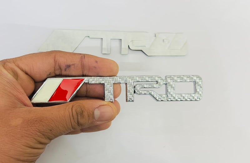 AUTO MT Car Bike Laptop Metal Logo Car Emblem & Grill Met.al Lo.go for Carr 3D Badge Auto Racing Universal Sport Sticker Grand Tourer Decal. (Long New Silver TRD,Logo) - Image 2