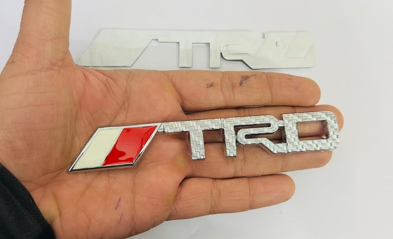 AUTO MT Car Bike Laptop Metal Logo Car Emblem & Grill Met.al Lo.go for Carr 3D Badge Auto Racing Universal Sport Sticker Grand Tourer Decal. (Long New Silver TRD,Logo) - Image 1