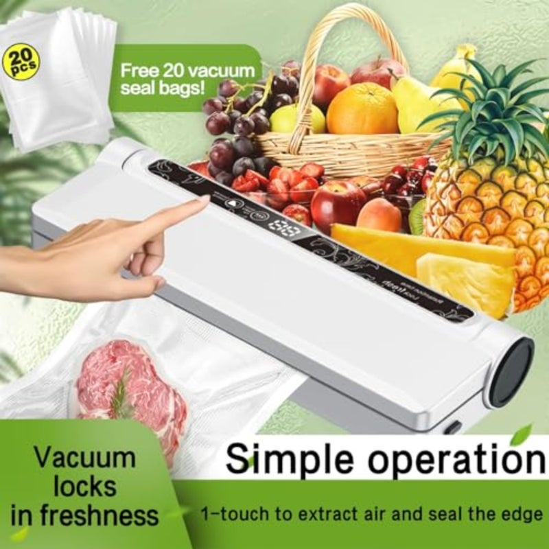 Portable vacuum sealer for kitchen, travel, camping: 75KPA suction, dry/moist modes, BPA-free bags, digital timer, lightweight design - Image 2