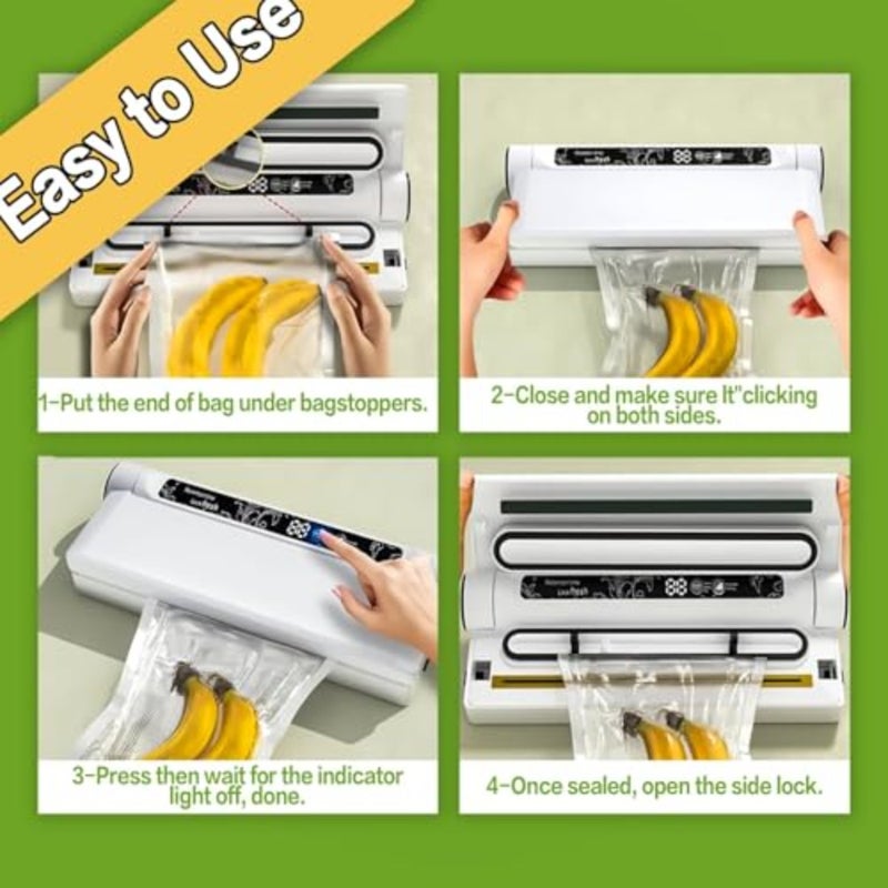 Portable vacuum sealer for kitchen, travel, camping: 75KPA suction, dry/moist modes, BPA-free bags, digital timer, lightweight design - Image 3