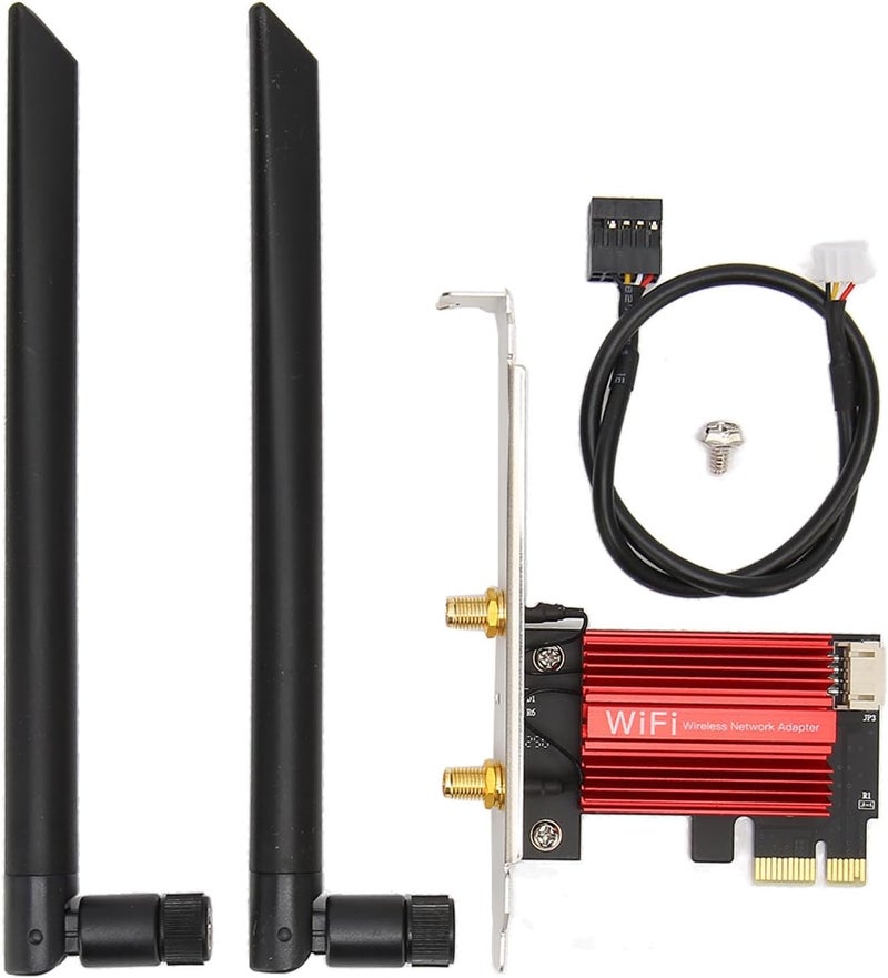 كارت شبكة PCIe سريعة BT4.2 بمحول هوائي مزدوج لأنظمة التشغيل 7، 8، 10، 11، بسرعة 1200 ميجابت في الثانية لمحبي الألعاب - Image 1