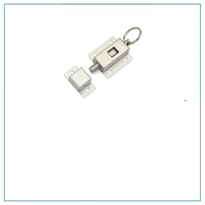 Silvery Stainless Steel 304 Ring Pull Spring Auto Sliding Door Barrel Bolt 2pcs - Image 5