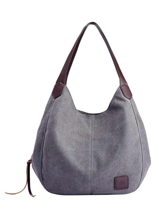Ladies' Multi layer Canvas Bag Handbag Large Capacity Simple Multi functional Fashion Shoulder Bag Wear resistant Breathable Soft Grey  - Image 1