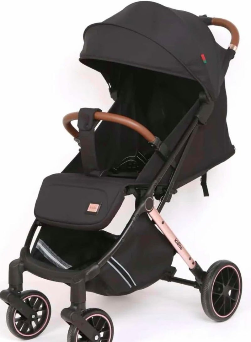 كيديليو عربة أطفال كيديلو قابلة للتحويل والطي بشكل مريح بيد واحدة وبأحزمة أمان ذات 5 نقاط من سيتى تويز، أسود،جراى  K868 - Image 1