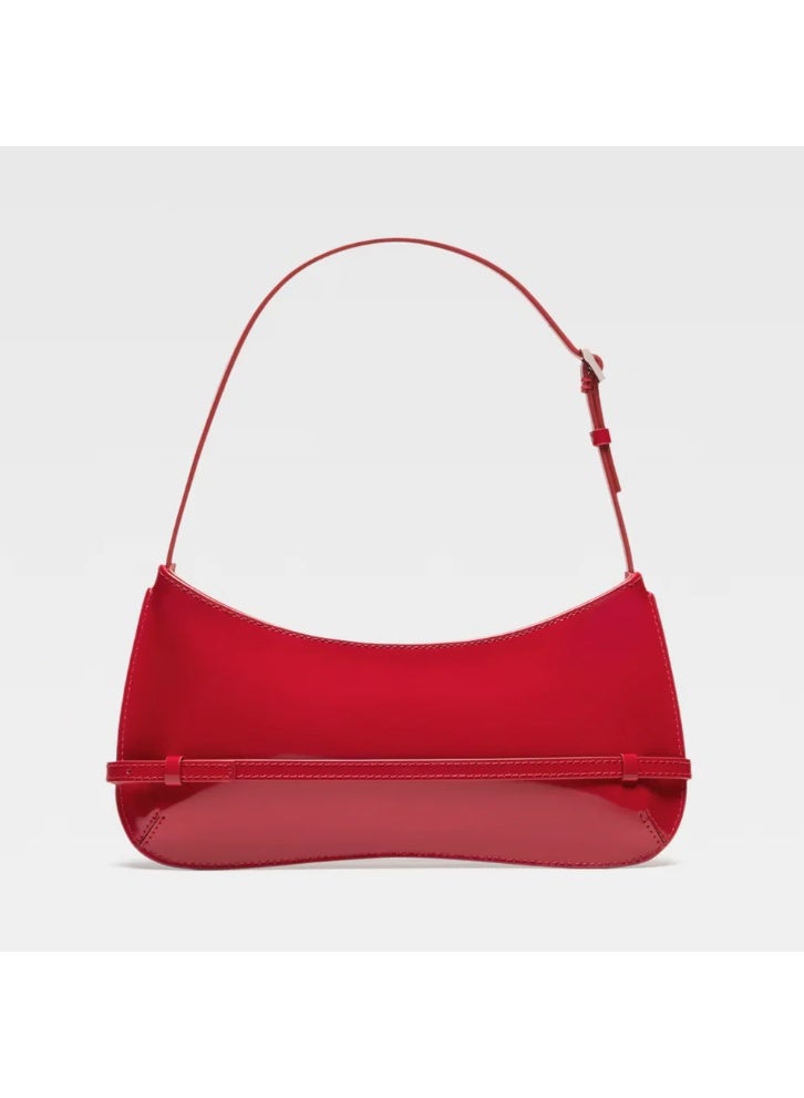 JACQUEMUS Le Bisou Belted Shoulder Bag, Women's Shoulder Bag, Women's Handbag, Women's Tote Bag, Women's Travel Bag, Dark Red - Image 4