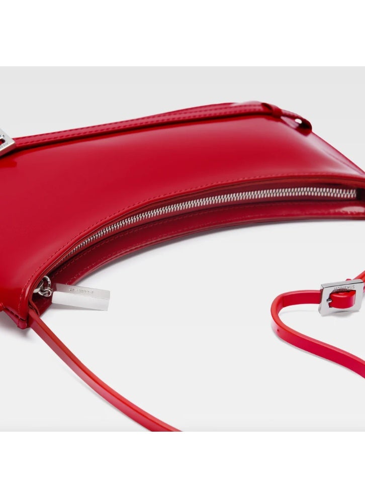 JACQUEMUS Le Bisou Belted Shoulder Bag, Women's Shoulder Bag, Women's Handbag, Women's Tote Bag, Women's Travel Bag, Dark Red - Image 5