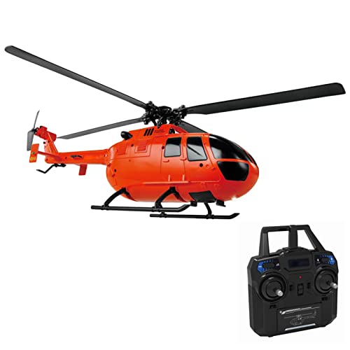 GoolRC C186 Remote Control Helicopter 4 CH Single Propeller Without Ailerons RC Helicopter with 6axis Gyro Stabilization Altitude Hold Remote Control Airplane Toy for Adults Orange - Image 1