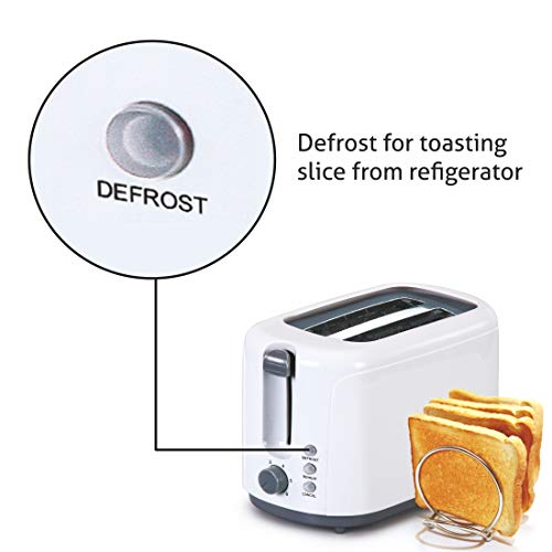 Glen Electric Auto Pop-up 2 Slice Toaster, 750W, 6 Level Browning Control, Removable Crumb Tray - White (3019) - Image 5